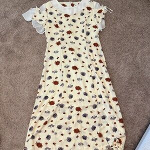 Luen Hing Floral Dress with Sheer Sleeves